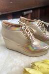 Shop_Modanta Footwear_Gold Rainbow Sneaker Wedges _at_Aza_Fashions