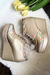 Modanta Footwear_Gold Rainbow Sneaker Wedges _Online_at_Aza_Fashions