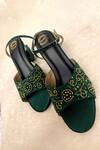 Buy_Modanta Footwear_Green Cutdana Embroidered Heels _at_Aza_Fashions