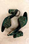 Shop_Modanta Footwear_Green Cutdana Embroidered Heels _at_Aza_Fashions