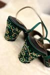 Modanta Footwear_Green Cutdana Embroidered Heels _Online_at_Aza_Fashions