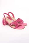 SOLE HOUSE_Pink Sequin Blossom Applique Valentina Embellished Block Heels _Online_at_Aza_Fashions