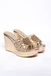 Shop_Sole House_Gold Cutdana Love Heart Applique Embellished Wedges _at_Aza_Fashions