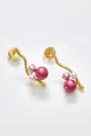 Shop_Voyce Jewellery_Pink Pearl Kent Geometric Carved Earrings _at_Aza_Fashions