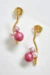 Voyce Jewellery_Pink Pearl Kent Geometric Carved Earrings _Online_at_Aza_Fashions