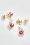 Buy_Voyce Jewellery_Pink Pearl Arabica Branch Carved Earrings _at_Aza_Fashions