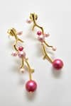 Shop_Voyce Jewellery_Pink Pearl Berries Abstract Carved Earrings _at_Aza_Fashions