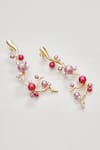 Shop_Voyce Jewellery_Pink Pearl Rosee Branch Carved Earrings _at_Aza_Fashions