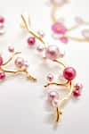 Buy_Voyce Jewellery_Pink Pearl Rosee Branch Carved Earrings _Online_at_Aza_Fashions