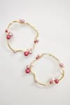 Shop_Voyce Jewellery_Pink Pearl Berries Carved Hoop Earrings _at_Aza_Fashions