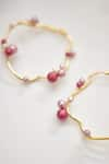 Voyce Jewellery_Pink Pearl Berries Carved Hoop Earrings _Online_at_Aza_Fashions