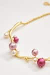 Voyce Jewellery_Pink Pearl Arabica Abstract Carved Necklace _Online_at_Aza_Fashions