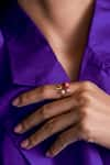 Buy_Voyce Jewellery_Pink Pearl Java Embellished Ring _at_Aza_Fashions