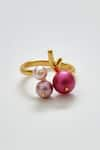 Shop_Voyce Jewellery_Pink Pearl Java Embellished Ring _at_Aza_Fashions