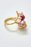 Shop_Voyce Jewellery_Pink Pearl Kent Embellished Ring _at_Aza_Fashions