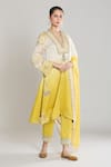 Buy_Siyona by Ankurita_Yellow Kurta And Pant Pure Chanderi Silk Embroidered Lace V Neck Set _at_Aza_Fashions