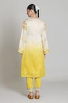 Shop_Siyona by Ankurita_Yellow Kurta And Pant Pure Chanderi Silk Embroidered Lace V Neck Set _at_Aza_Fashions