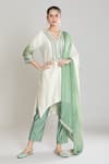 Buy_Siyona by Ankurita_Green Kurta And Pant Pure Chanderi Silk Embroidered Thread V Neck & Lace Set _at_Aza_Fashions