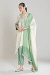 Siyona by Ankurita_Green Kurta And Pant Pure Chanderi Silk Embroidered Thread V Neck & Lace Set _Online_at_Aza_Fashions