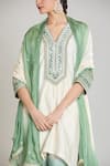 Buy_Siyona by Ankurita_Green Kurta And Pant Pure Chanderi Silk Embroidered Thread V Neck & Lace Set _Online_at_Aza_Fashions