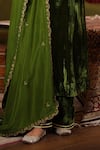 Buy_k-anshika_Green Velvet Embroidery Resham Plunge V Neck Work Kurta Set _Online_at_Aza_Fashions