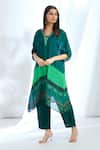 Buy_Basil Leaf_Green Chinon Chiffon Printed Floral V-neck Kurta With Pant _at_Aza_Fashions