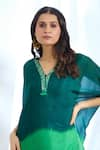 Basil Leaf_Green Chinon Chiffon Printed Floral V-neck Kurta With Pant _at_Aza_Fashions