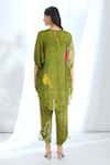 Shop_Basil Leaf_Green Chinon Chiffon Printed Botanic Cutout Short Kurta With Pant _at_Aza_Fashions