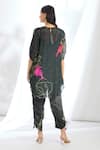 Shop_Basil Leaf_Grey Chinon Chiffon Printed Flora Cutout Short Kurta With Pant _at_Aza_Fashions