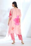 Shop_Basil Leaf_Peach Natural Crepe Printed Floral Scallop Monochrome Kurta With Pant _at_Aza_Fashions