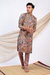 Buy_AAMRA BY LAVANYA_Pink Silk Print Kalamkari Gulshan Kurta With Pant _Online_at_Aza_Fashions