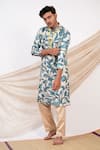 AAMRA BY LAVANYA_Ivory Silk Print Kalamkari Noor Bahar Kurta With Pant _Online_at_Aza_Fashions