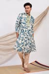 Buy_AAMRA BY LAVANYA_Ivory Silk Print Kalamkari Noor Bahar Kurta With Pant _Online_at_Aza_Fashions