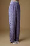 Zal From Benaras_Purple Viscose Sequins, Cut Work Collared Abstract Flora Print Shirt With Pant _Online_at_Aza_Fashions