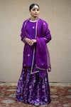 Buy_Sobariko_Purple Silk Woven Chand Bloom Motif Round Neck Butti Kurta Sharara Set _at_Aza_Fashions