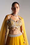 Buy_Osaa by Adarsh_Gold Organza Embroidered Zardosi V Neck Blouse Lehenga Set 