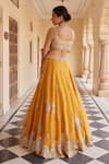 Osaa by Adarsh_Orange Organza Embroidered Zardosi Round Aari Blouse Lehenga Set _Online_at_Aza_Fashions