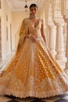 Buy_Osaa by Adarsh_Orange Raw Silk Embroidered Zardosi Deep V Neck Dori Blouse Lehenga Set _at_Aza_Fashions