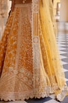 Osaa by Adarsh_Orange Raw Silk Embroidered Zardosi Deep V Neck Dori Blouse Lehenga Set _at_Aza_Fashions