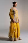 Osaa by Adarsh_Gold Organza Embroidered Zardosi Round Kurta Sharara Set _Online_at_Aza_Fashions