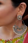 Shop_Anana_Silver Plated Triveni Peacock Carved Earrings _at_Aza_Fashions