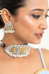 Buy_Anana_Gold Plated Stones Adwika Floral Carved Choker Set _at_Aza_Fashions