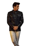 Kasbah_Black Silk Embroidered Cutdana Short Sherwani _Online_at_Aza_Fashions