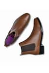 Shop Wednesday Lifestyle Brown Wellington Milled Leather Plain Chelsea Boots at Aza Fashions Shop_Wednesday Lifestyle_Brown Wellington Milled Leather Plain Chelsea Boots _at_Aza_Fashions