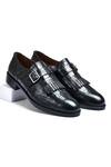 Buy_Wednesday Lifestyle_Black Issac Croco Leather Monk Shoes _at_Aza_Fashions