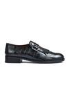 Wednesday Lifestyle_Black Issac Croco Leather Monk Shoes _Online_at_Aza_Fashions