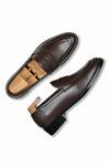 Shop_Wednesday Lifestyle_Brown Cut Work George Brushoff Leather Penny Strap Loafers _at_Aza_Fashions