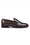 Wednesday Lifestyle_Brown Cut Work George Brushoff Leather Penny Strap Loafers _Online_at_Aza_Fashions