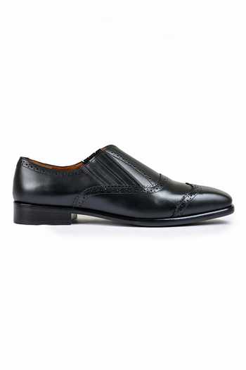 Wednesday Lifestyle_Black Buckles Benjamin Brogue Loafers _Online_at_Aza_Fashions