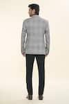 Shop_Prima Czar_Grey Poly Wool Weave Checks Classic Jacket _at_Aza_Fashions